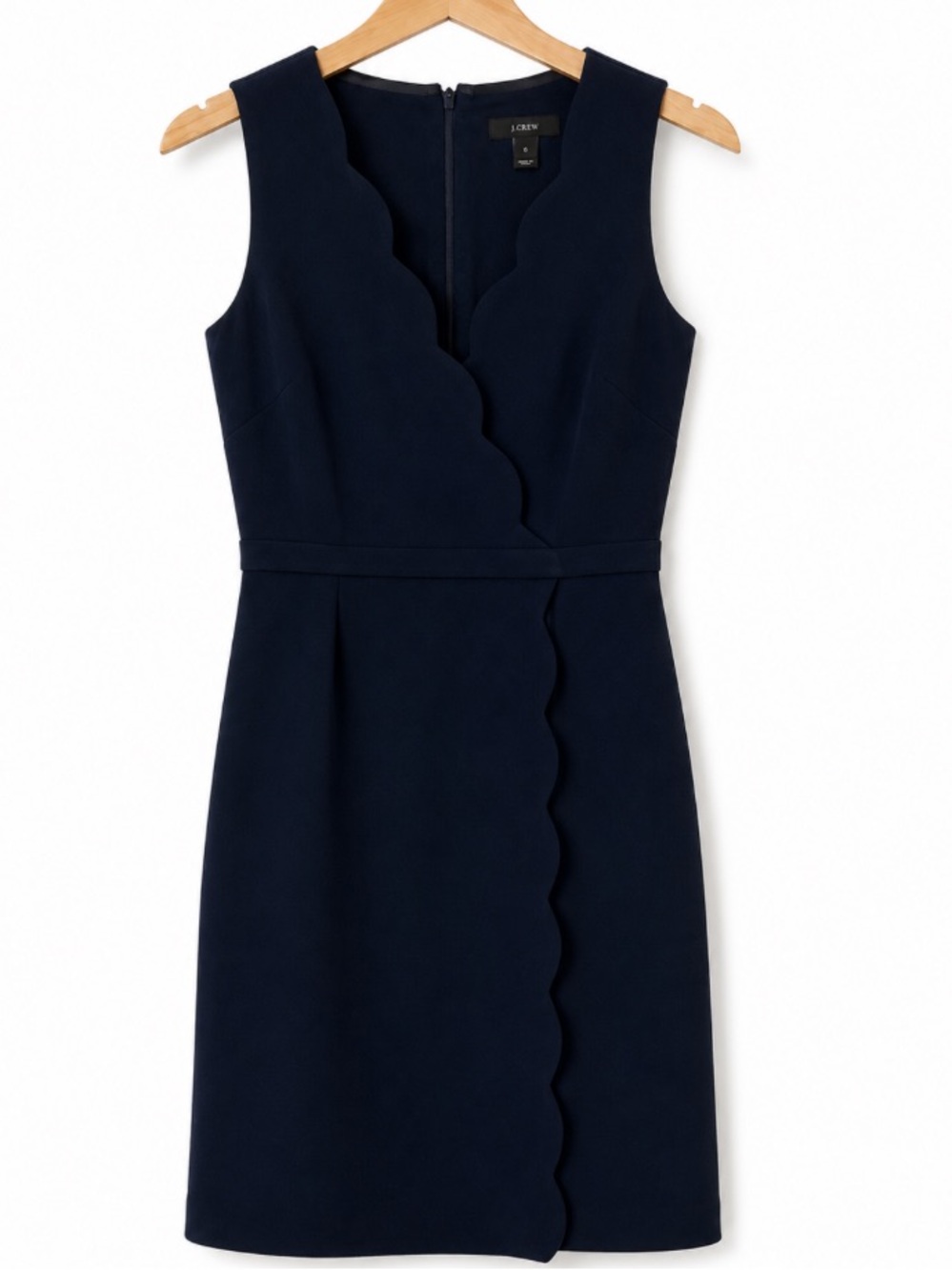 J. Crew Navy Scallop Sheath Midi Dress 6
